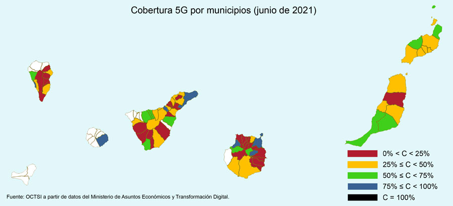 Cobertura 5G por municipios 2021